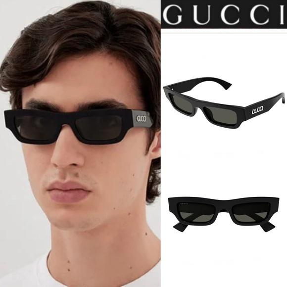 Gucci Men's Gg1839sm Miami 52mm Rectangle Sunglasses Black Sunglasses Nwt 490$